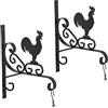 Relaxdays Set da 2 Ganci Portavasi, per Vasi Sospesi, Lanterne, Fissaggio a Parete, Gallo, HLP: 30 x 26 x 2 cm, Nero
