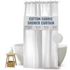 Bean Products Tenda da doccia in tessuto, misura standard per box doccia, elegante tenda da bagno di alta qualità, in cotone ecologico, atossico e inodore, leggera e lavabile, bianco, 91,4 x 188 cm