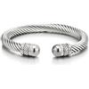 COOLSTEELANDBEYOND Elastico Regolabile Braccialetto del Polsino, Bracciale da Uomo Donna, Acciaio Inossidabile, Cavo Intrecciato