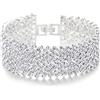 COOLSTEELANDBEYOND Scintillanti Donna Strass Pavé Cluster Largo Bracciale Bling Bling