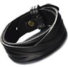COOLSTEELANDBEYOND Classico, Uomo Braccialetto di Cuoi, Fascia di Polso, Bracciali da Avvolgere, Strisce Miste, Vera Pelle Nera