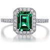 Michooyel S925 1,8 ct Lab-grown Smeraldo Anello Halo Diamante Bands Anello di fidanzamento in argento Sterling Zirconia gioielli fini per donne
