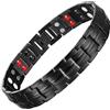 MagEnergy Braccialetti magnetici da uomo in acciaio al titanio, 4 elementi, doppia fila di magneti, ultra resistenti, con maglie regolabili, strumento di rimozione e scatola regalo per gioielli (nero)