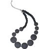 COOLSTEELANDBEYOND Nero Legno Cerchio Disco Perlina Catena Pendente Girocollo Choker Collana, Festa Banchetti Unico Abito da Sera
