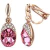 Vogem Orecchini pendenti con zirconi, da donna, senza fori, stile vintage, ipoallergenico, senza nichel, Zirconia cubica, Zircone