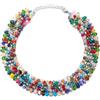 COOLSTEELANDBEYOND Collana Girocollo a Strati con Cristalli per Donna, Collare con Perline Audaci, Gioiello D'impatto
