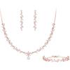 Clearine Set di gioielli da sposa per damigella d'onore, marquise Cubic Zirconia Foglia Ciondolo Collana Trafitto Dnagle Orecchini Set