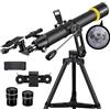 SOLOMARK Telescopio per adulti, professionale ad alta potenza, apertura 90 mm, 800 mm, telescopi rifrattore per astronomia principianti con treppiede AZ e adattatore per telefono