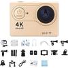 BJdfgE Mini action camera con stabilizzazione dell'immagine, 4K Ultra HD, grandangolo 170°, 30FPS, impermeabile 30M(32G Card; Black-telecontrol)