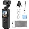 REEDTOCK Fotocamera portatile 4K con foto da 75 MP, fotocamera per vlogging con touchscreen da 1,75 pollici, batteria 2400 mAh per registrazione di 180 minuti, videocamera tascabile con viso a 330° e