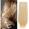 Cybelleza Extension Capelli Clip Lisci 65cm 6PCS Clip in Hair Extension per Capelli Sintetici Lunghi Finti Allugamento Effetto Naturale Dritti Full Head Set Posticci per Donna, Bionda scura & bionda