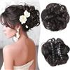 XFSRG Extension Capelli Veri Clip Chignon Finto Per Capelli Donna Elegante e Naturale Adatto per Ogni Occasione (Nero B)