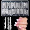 XIAOHEBAN 120 Pezzi Unghie Finte Nail System Dual Nail Form, 12 Taglie Dual Form Quadrate Acrilico Tip Unghie Ricostruzione con Scala Graduata per Unghie Strumenti, Per Manicure E Nail Art Diy At Home