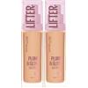 Maybelline New York Lifter Plump & Glow Fondotinta Illuminante Idratante Rimpolpante Finish Naturale per Tutti i Tipi di Pelle SPF 15 Colore 118 Acido Ialuronico e Niacinamide - 2 Flaconi da 30ml