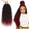 Firstcyh Hair 8 confezioni di capelli sintetici bohémien all'uncinetto, 45,7 cm, con estremità ricce, pre-loop, capelli all'uncinetto, per donne nere, 1B/Bug Boho River Locs Crochet Hair