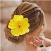 Enautoabs Hawaiano Fiore Clip Per Capelli Per Le Donne Grande Fiore Capelli Barrette Giallo Ibisco Clip Per Capelli Per La Festa Della Spiaggia Di Vacanza, Oggetti Di Scena Foto