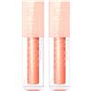 Maybelline 2x Maybelline New York Lifter Gloss Lucidalabbra Volumizzante con Acido Ialuronico Colore Amber 007-2 Lucidalabbra