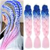 Shangxiu Extension Per Treccine Africane 3pc Jumbo Treccia Extension Capelli Fibra Sintetica Treccia Di Scatola Crochet Twist Braiding Hair (24zoll(3per Pack),B94 blu rosa)