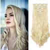 Cybelleza 45cm Extension Clip Capelli Sintetici Biondi Mossi Extension Capelli Clip Ondulati Lunghi 8PCS Set Full Head Estensioni Ricci Naturali Curly Wavy Posticci per Donna (Bleach Blonde)
