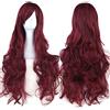 Fouriding 31.5 / 80cm Parrucche Cospaly Donna Lungo Ricci Capelli Ricci Lunghi Anime di Bangs Completa Sexy Parrucche (Vino rosso)