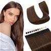 Elailite Extension Capelli Veri Clip Fascia Unica #4 Marrone Cioccolato, 40cm 100% Remy Human Hair Naturali 45g Hair Extensions Quickclip Ciocca Larga 22cm