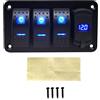 nafolo Pannello interruttori a bilanciere a 4 bande 12V/24V controllo circuito LED voltmetro digitale doppia porta USB caricatore interruttore per auto SUV Marine RV