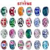 STYFNE Ciondoli a forma di fiore in vero argento sterling 925 con perline originali in vetro, perline colorate di Murano, adatti per braccialetti originali fai da te per regali di gioielli da donna