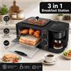 ELOOLE Stazione per Colazione 3 in 1, Tostapane Multifunzione, Forno Elettrico, Macchina per Caffè a Goccia da 600ml, Padella Antiaderente per Bistecche