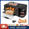 ELOOLE Macchina per Colazione 3 in 1 con Macchina per Caffè da 600ml, Forno da 9L e Padella, Elettrodomestico Compatto da Cucina 220V per Salsicce, Bistecche, Pane e Caffè