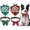 Meleager 2 fiocchi a farfalla e 2 pezzi Bandana Natale per cani, sciarpa triangolare, accessorio e regalo di Natale
