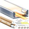 HOOLED 15 x Profili per Strisce LED da 2 m, Con coperchio in PC bianco latte, Profilo LED Dimensioni 17,4 mm x 7 mm, Supporta la larghezza massima della Striscia 12,4 mm SP26