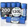 G.M. DISTRIBUZIONE GM 200 Sacchi Azzurri Grandi Resistenti 90x120 cm Plastica HDPE, 130 litri, Sacchetti Differenziata, Sacchi spazzatura, Buste Spazzatura, Sacchi condominiali, 25 Rotoli da 8 Buste Immondizia
