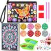 Enbagold Diamond Painting Kit Completo, Pittura Diamante Borsa e Taccuino A5, Diamond Painting Bambina, Regalo Bambina 6 7 8 9 10 Anni, Giochi Bambina 6-12 Anni Femmina -Fiore farfalla + Fiore sole