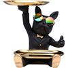 NUACOS Nuovo Bulldog Francese Multicolore Statua Bulldog in Resina Scultura Astratta Figurine di Animali Porta Statua Home Desktop Ornament Office Home Decor (Nero)