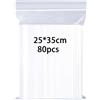 huruirui Bustine Trasparenti Richiudibili Grande 25x35cm 80pcs Sacchetti Trasparenti Buste Plastica Richiudibili Borsa con Chiusura a Cerniera Sacchetti Ermetica Applicano Deposito di Abbigliamento