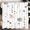 Lerores Tenda da Doccia 180x160 cm Salvia Verde Fiore, Fondo Pesante Antimuffa, Impermeabile, Lavabile, in Poliestere, Tende da Bagno con 12 Occhielli e Anelli per Doccia per Bagno, Vasca