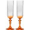 Krosno Flûte da Champagne 220 ml con stelo arancione, set da 2 - per mocktail, Mimosa, Prosecco, Cava e Spritz - cristallo senza piombo - lavabili in lavastoviglie - Bubble Celebration Moments