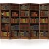 LUMASOUL Separe Divisorio Interno Bifacciale - Paravento da Interno 5 Pannelli Divisorio per Ambienti - Divisori per Interni con Motivo Libreria - 225x172 cm