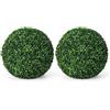 COSTWAY 2 PCS Pianta Artificiale Alta con Palline di Bosso 48 cm, Sfere Decorative a Prova di Raggi UV, Decorazione per Interni ed Esterni