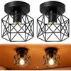 GBKDQQ 2 Pezzi Lampada da Soffitto Vintage: Lampadario Industriale a Sospensione E27 in Ferro Gabbia, Lampada da Soffitto Vintage, Lampade da Soffitto a Sospensione con Paralume con Supporto E27 per
