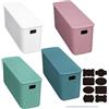 CNKHDZ Set di 4 Scatole Portaoggetti Impilabili con Coperchio, Contenitori in Plastica Multiuso per Casa, Scaffali, Cucina, Bagno (Misto, 37 * 13 * 15cm)