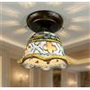 Mondocreazioni Plafoniera Spot da Soffitto, 1 Luce, Ferro Battuto e Ceramica Siciliana, Cucina, Bagno e Veranda D 15 (GOMES)