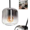 hofstein Lampada a sospensione Lauden, lampada a sospensione in metallo/vetro in colore nero/fumo/chiaro, lampada con paralume in vetro (Ø 15 cm), altezza massima 150 cm, 1 x E27, senza lampadina/e