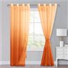 XWZO Set di 2 tende in voile con occhielli, tende sfumate trasparenti ombré per camera da letto e soggiorno, tende ad anelli con fermatenda H225xB140cm arancione