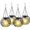 KagoLing Lampade solari da appendere per esterni, 4 pezzi, lanterna solare in metallo con lampadina retrò a filamento di tungsteno, IP65, decorazione da giardino, resistente alle intemperie, luci
