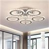 VETRULUS Plafoniera moderna a LED in cristallo - Lampadario di cristallo dimmerabile a semi-incasso per soggiorno - Plafoniera a 5 anelli per lampadario a LED per camera da letto e cucina