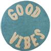 INTRECCI Tappeto Rotondo 60 cm in Spugna Good Vibes Acqua, Tappetino Tondo Multiuso in Cotone Pelo Corto Bagno Materassino Scendidoccia Camera Soggiorno