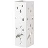 Baroni Home Portaombrelli Design Porta Ombrelli Moderno in Metallo con Intaglio Pioggia Ombrelli Bianco con Gancino e Vaschetta Scolapioggia Rimovibile 15,5X15X49 cm
