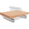 Amber Home 10 Pezzi 35.5cm Grucce Appendiabiti in Legno Naturale Liscio Robusto per Pantaloni Gonna Calzino Biancheria Intima Mutande con Clips