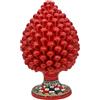 sicilia bedda - Pigna Siciliana con Piede Decorato - Modello Maioliche - Ceramica di Caltagirone (Altezza 32 x 18, Rosso)